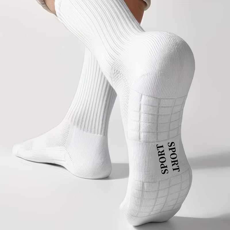 5 pairs Athletic White Socks – Breathable Fit, Non-Slip Sole